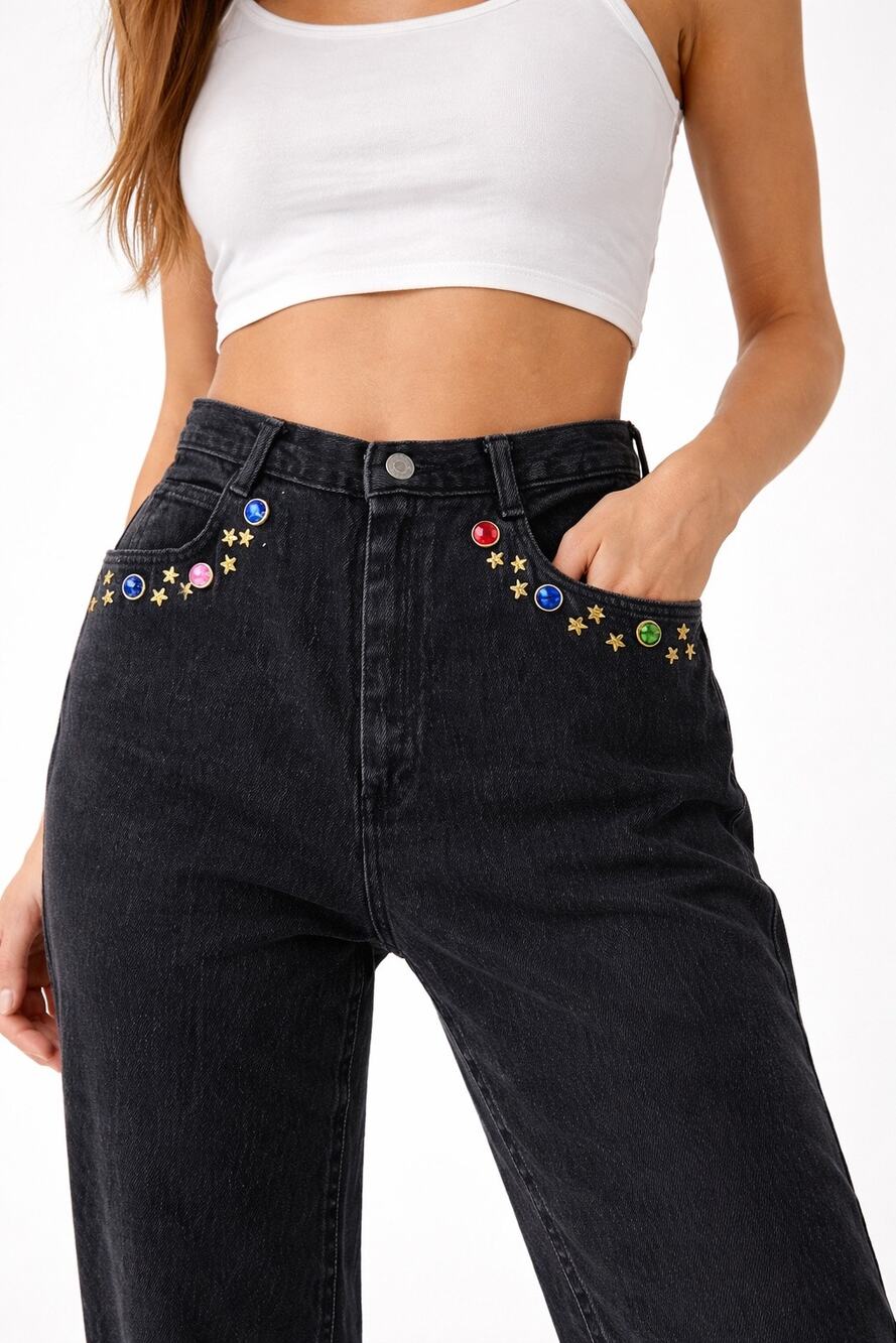 Vintage 90s Cap Ferrat High Rise Jeans Custom Embellished Size 6